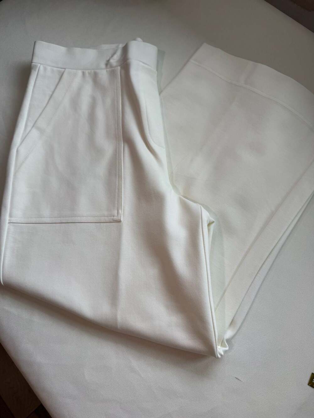 White Wide Leg Pull On Pants Quiet Luxury Minimalist Size XL